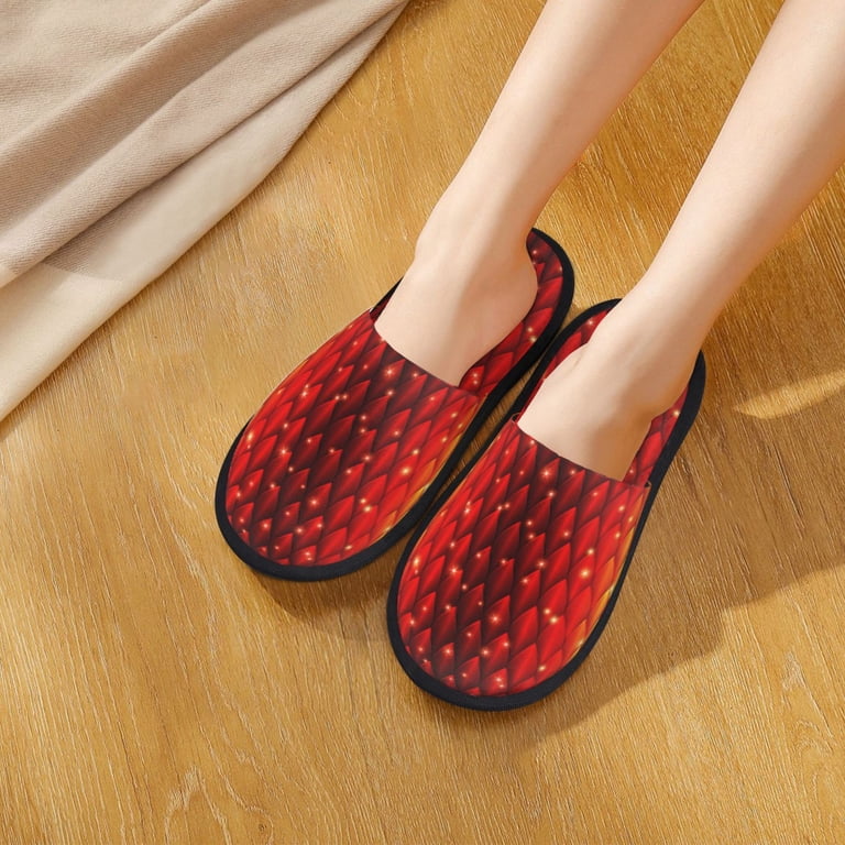 House Slippers for Women Men - cool Red Dragon Skin scale  display picture 1