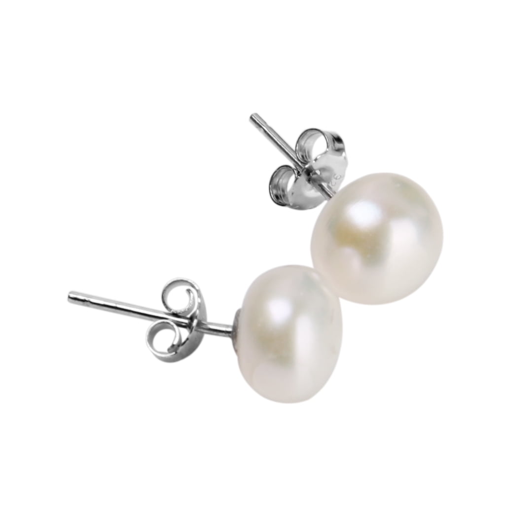 Brand New 925 Silver 10mm Freshwater Pearl Earring 