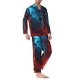 thumbnail image 2 of Honeii Ensemble de Pyjama pour Hommes Motif Feu Rouge et Bleu, 2 Pcs Chemise de Nuit à Manches Longues et Bas de Pyjama, Ensembles de Pjs pour Hommes-Moyen, 2 of 7