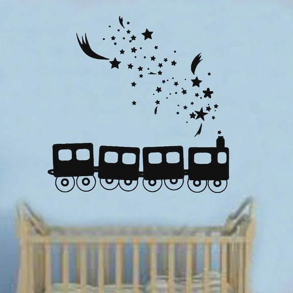 Dreams Train Wall Sticker Art Kids Girls Boys Bedroom Baby Room Nursery Interior Decor Vinyl Window Decal Removable Mural 42x43cm