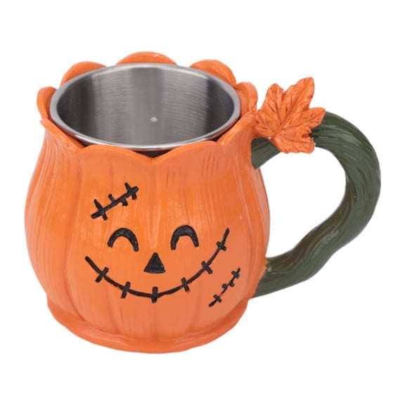 Resin Pumpkin Shape Halloween Mug With Handle Seasonal Drinkware For Fall Home Decor Holder Display