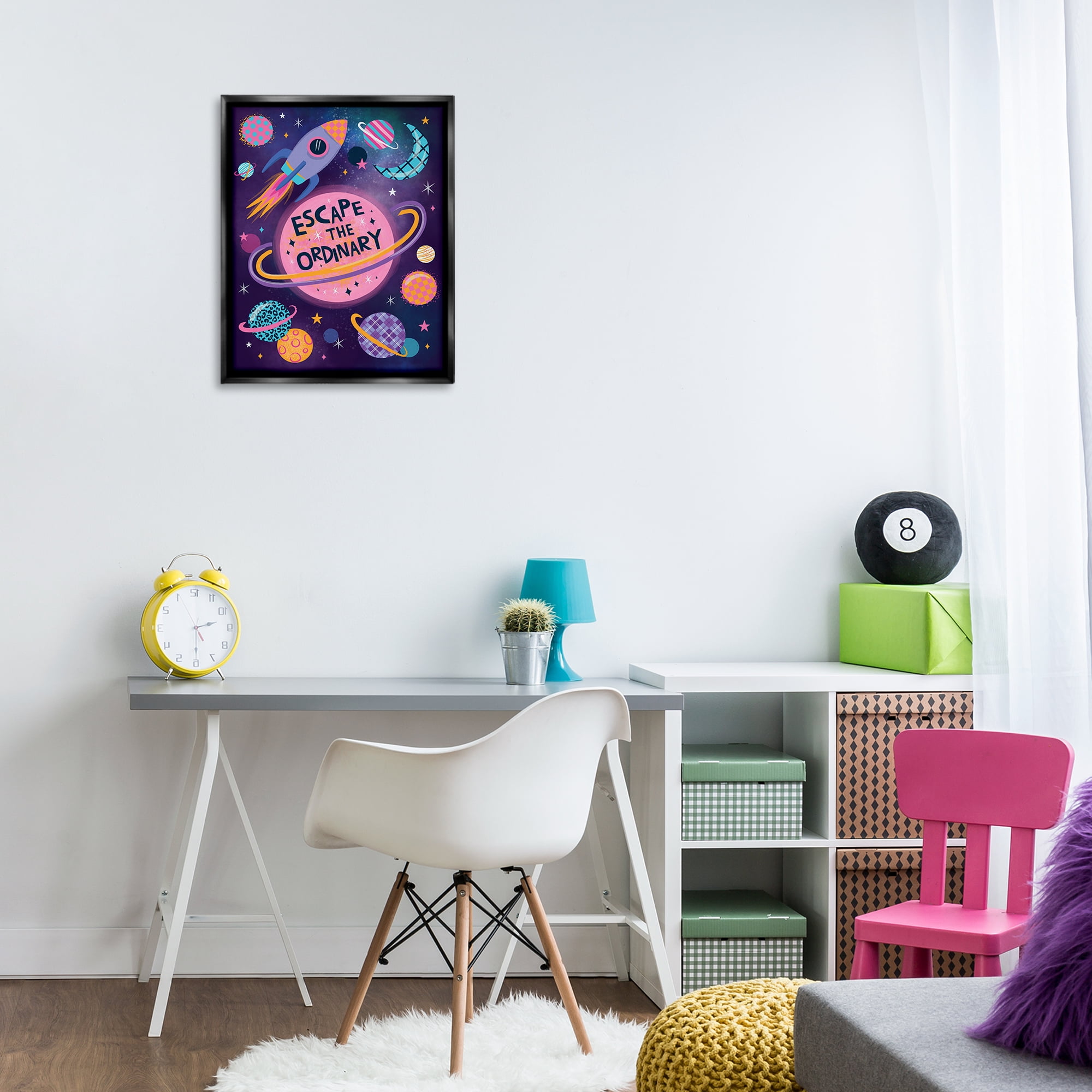 Stupell Industries Escape Ordinary Outer Space Astrology & Stars Painting Black Floater Framed Canvas Art Print Wall Art, 17 x 21
