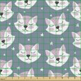 thumbnail image 2 of Fox Fabric by the Yard, Sleeping Fox Faces with Sky Stars Scandinavian Style Cartoon, Decorative Upholstery Fabric for Sofas and Home Accents, Slate Blue Pale Pink by Ambesonne, 2 of 5