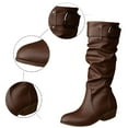 thumbnail image 4 of Women's Slouch Round Toe Low Heel Boots Knee High Boots(Color:Brown,Size:7.5), 4 of 9