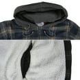 thumbnail image 2 of Men's Heavyweight Flannel Zip Up Fleece Lined Plaid Sherpa Hoodie Jacket (A21 - Charcoal Navy Black, M), 2 of 2