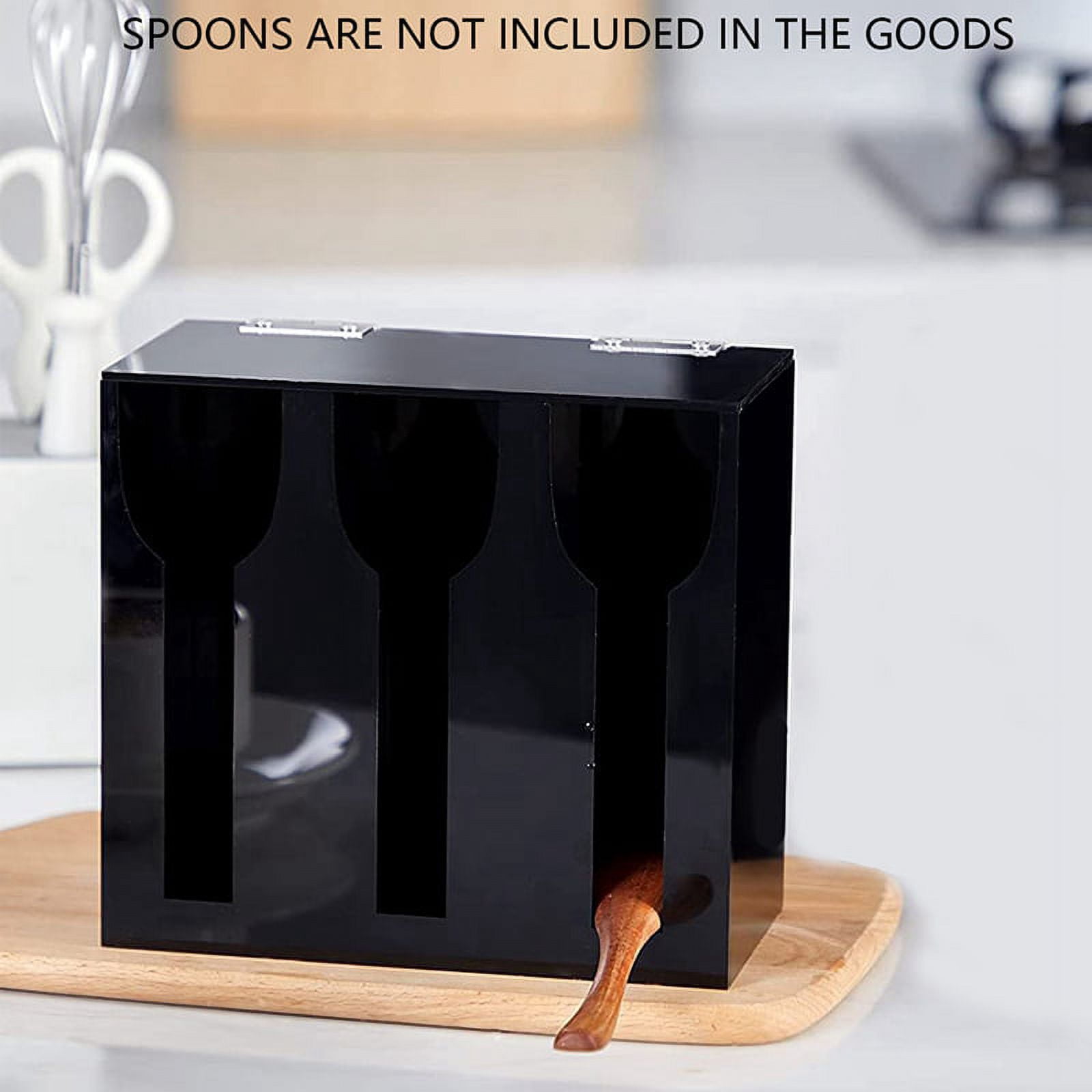 Acrylic Utensil Dispenser Cutlery Organizer with 3 Compartment Black Silverware Holder Plastic Flatware