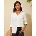 thumbnail image 3 of SPRING SEAON Women's Button Down Shirt Long Sleeve Classic Collared Tops Work Office Casual Chiffon Blouse, 3 of 6