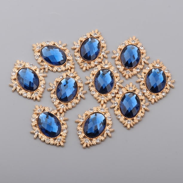 10 Uds Sueltas de Imitación Piedras Botones Posterior Plana Decoración para Trajes de Baile Perfecl Azul