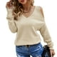 thumbnail image 4 of Suéter De Manga Larga, Suéter De Punto De Moda Cruzado Con Cuello En V Para La Oficina ANGGREK Albaricoque L, 4 of 5