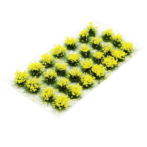 28 Pcs Yellow Flower Cluster Flower Vegetation Groups Grass Tufts Static Scenery Model DIY Miniature for Train Landscape Railroad Scenery Sand Military Layout Model War Gaming Terrain
