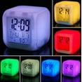 thumbnail image 4 of Digital Alarm Thermometer Night Glowing Cube 7 Colors Clock LED Change LCD for Bedroom Child Random Cover Pattern Style, 4 of 5
