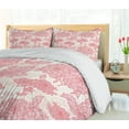 thumbnail image 5 of Ambesonne Romance Duvet Cover Sets, Pink Flowers and Leaves, 2-King, Pink, 5 of 7