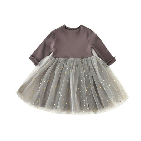 

MERSARIPHY Baby Girl s Dress Round Neck Long Sleeve Tulle Skirt for Party