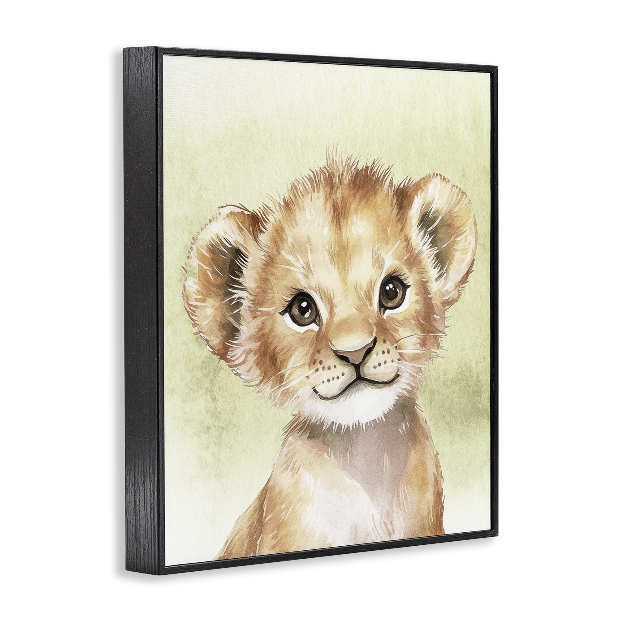 Stupell Industries Jungle Friends Baby Lion Black Framed Giclee Art, design by Christine Simpson Art