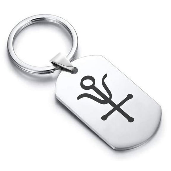 Stainless Steel Antimony Alchemy Symbol Dog Tag Keychain Circle Ring