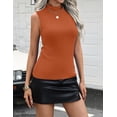 thumbnail image 6 of Zeagoo Womens Sleeveless Mock Turtleneck Tank Tops Slim Fit Stretch Ribbed Tops Casual Basic Layering Shirts, 6 of 7