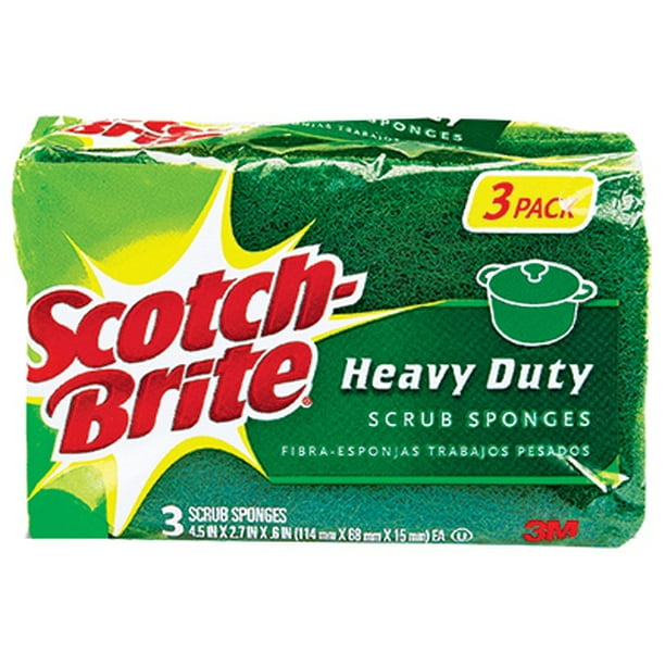 2PK-3M Scotch-Brite 3 Pack Heavy Duty Scrub Sponge - Walmart.com ...