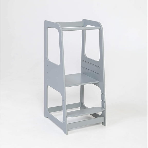 Kitchen Tower Safety Stool Toddler Step Stool Kid Step Stool Activity Tower Montessori Tower Stepping Stool (Grey)