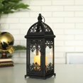 thumbnail image 2 of Farol de vela decorativo de 38 cm de alto, farolillos de metal para velas, estilo vintage, para colgar en interiores y exteriores, eventos, fiestas, bodas (negro), 2 of 4