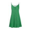 thumbnail image 4 of GXIPO Vacation Spring Dresses for Women 2025 Spaghetti Strap Button Down Sundresses Sleeveless Swimsuit Coverup Swing Flowy Resort Wear Green 3XL, 4 of 9