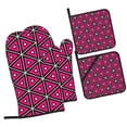 thumbnail image 1 of ZICANCN Oven Mitts and Pot Holders Sets, Pink Triangle Geometry Baking Sets Kitchen Heat Resistant 4 Pieces, 1 of 8