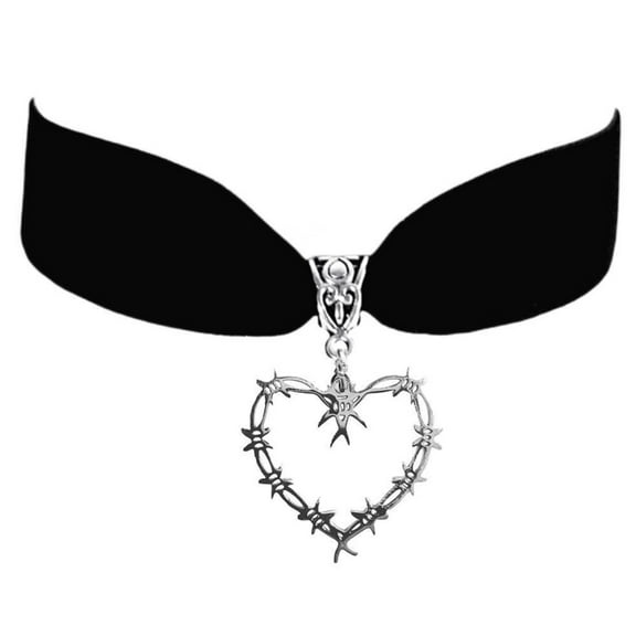 YIEMEEN Gothic Barbed Wire Thorns Heart Necklace Soft Velvets Choker Necklace,Aesthetic Necklace Trendy Jewelry Gifts for Womens