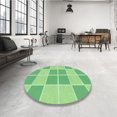 thumbnail image 4 of Ahgly Company Tapis Rond Lavable en Machine Intérieur Vert Jade Transitionnel, 5 Pieds Rond, 4 of 7