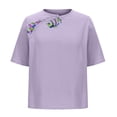 thumbnail image 4 of Summer Fashion Shirts for Womens Plus Size V-neck Cotton and Linen Short Sleeved Solid Color T-shirt Linen Style Large Short Sleeved Short Sleeved Top/shirt, 4 of 5