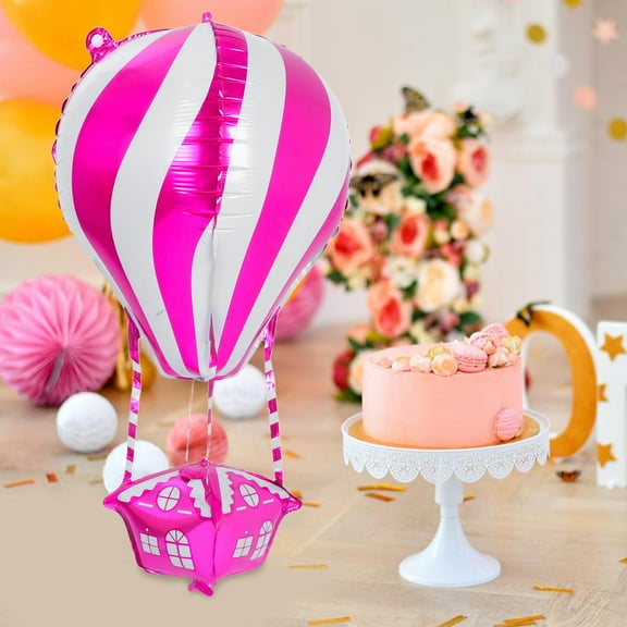 Tineasur Aluminum Rosy Hot Air Balloon Party Decorations, Event Decor Set, 4 Pieces for Birthday and Celebration