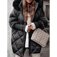 thumbnail image 6 of Women'S Quilted Down Jacket with Hood Long Sleeve Full Zip Casual Winter Coat Black XL, 6 of 8