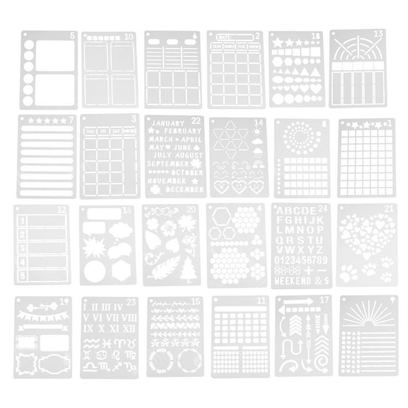 24pcs Stencils for Journal Painting Templates Drawing Scrapbooking