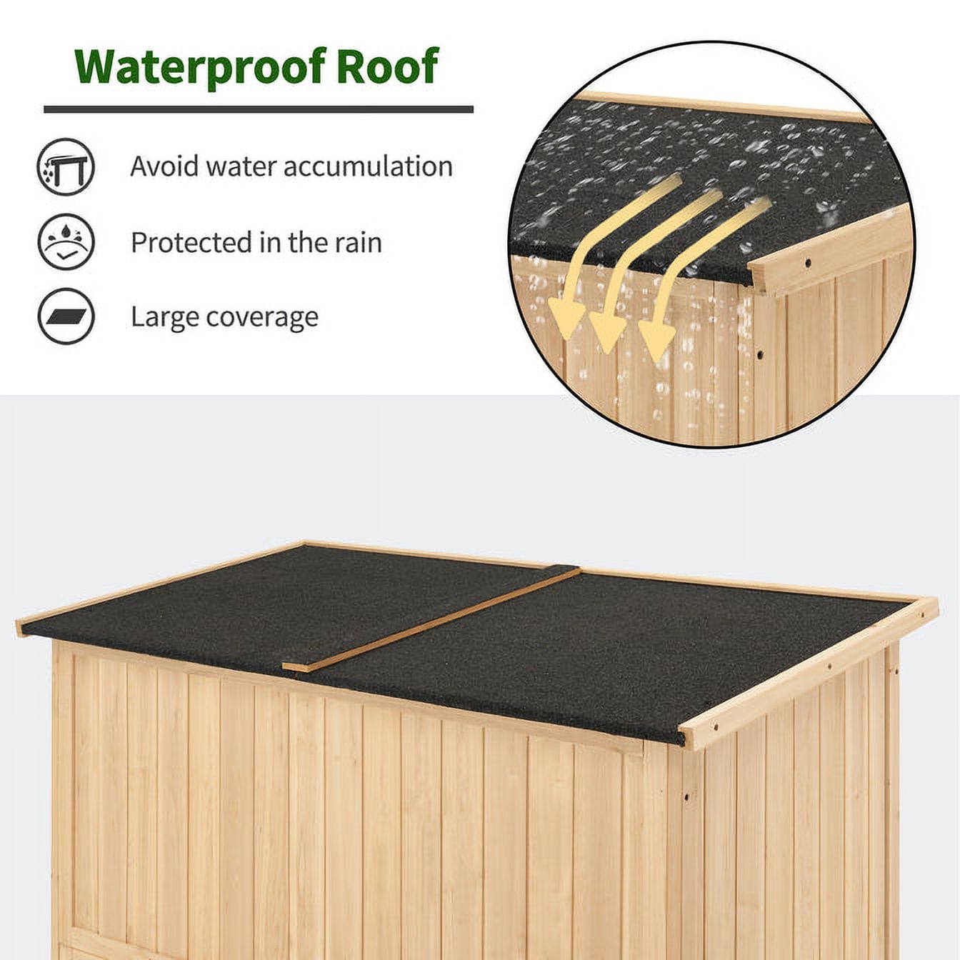 Macrout Outdoor Storage Cabinet, Wooden Storage Tool Shed with Lock for Patio Yard Lawn,Large