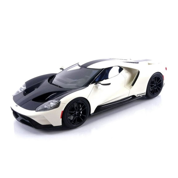 Ford GT "1964 Prototype Heritage Edition" White with Dark Blue Hood and Stripe 1/18 Model Car by Top Speed