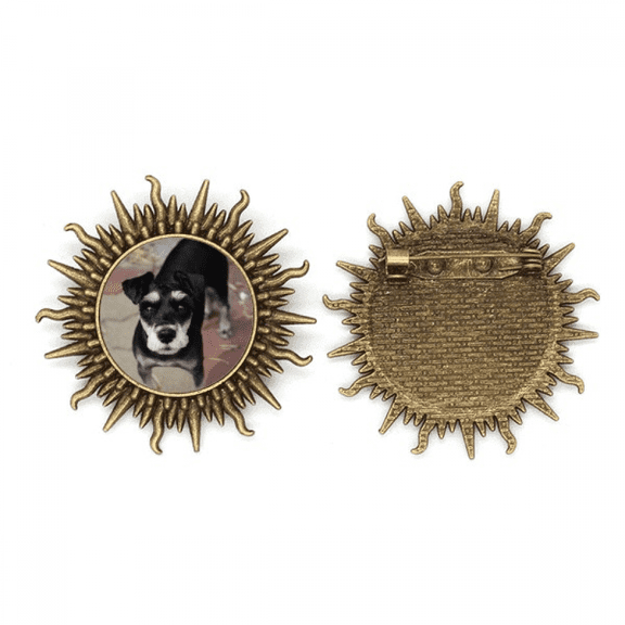 Black Dog Pet Animal Cute Picture Metall Sonne Brosche Haken Pin