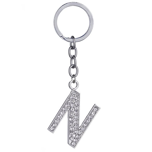 Key Chain Rhinestone A to Z Design Pendant Keychain Key Ring for Handbag Decor