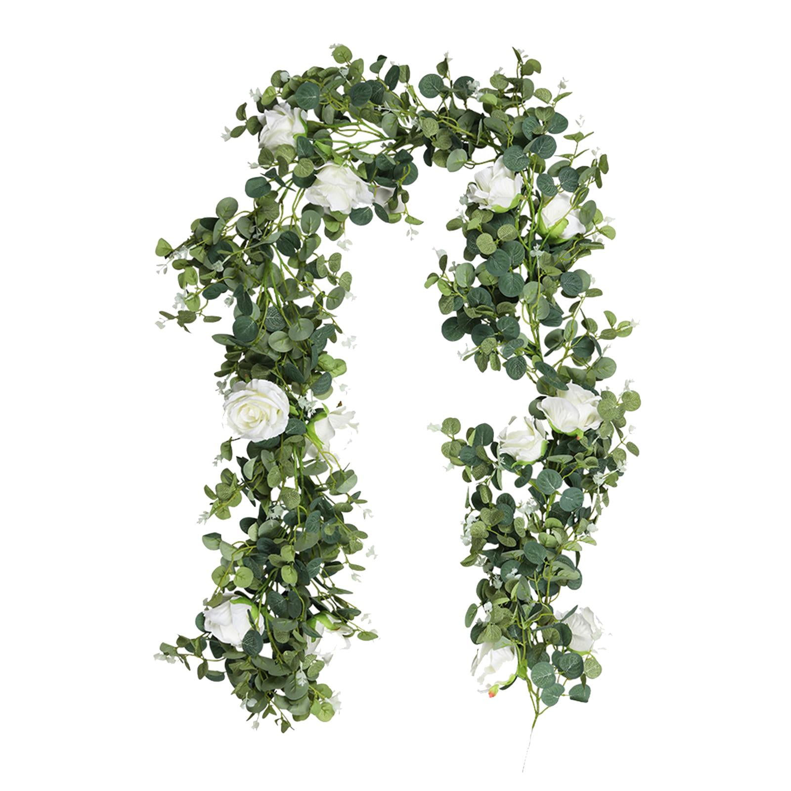 Artificial Rose Vines, Flower Vines Greenery Rose Garland Faux Leaves