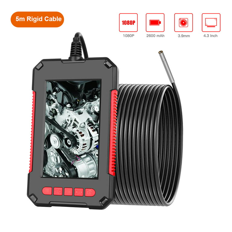 BENTISM Triple Lens Industrial Endoscope Camera with 16.4ft camera cable,  4.5 IPS Borescope Inspection Camera with 8 Lights, 1080P Sewer Camera,  IP67