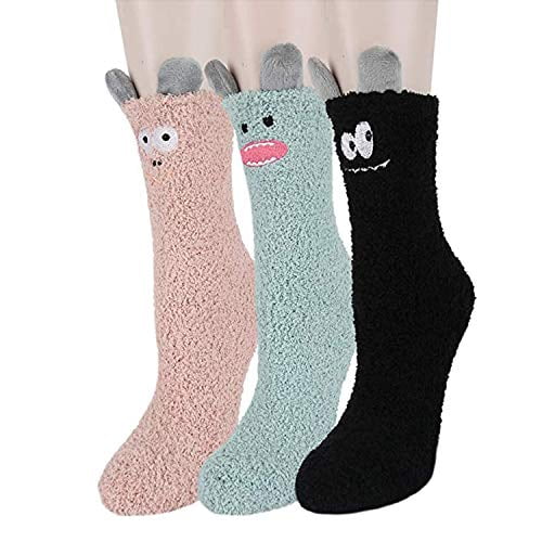Benefeet Sox Novelty Fuzzy Slipper Socks for Women Girls Animal Pack Home Winter Warm Cozy Plush Socks (3 pack-weird monsters) Benefeet Sox Novelty Fuzzy Slipper Socks for Women Girls Animal Pack Home Winter Warm Cozy Plush Socks (3 pack-weird monsters)