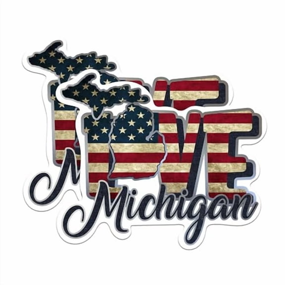 (2 Pack) Michigan Love State Magnets - MI State USA Flag - Choose from 50 States - 5" On Longest Side - Premium Magnet - for Cars, Refrigerators, Toolboxes, Lockers - Made in USA - MAG1428