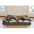 thumbnail image 6 of FurHaven Pet Products Two-Tone Faux Fur & Suede Pillow Deluxe Chaise Lounge Pet Bed for Dogs & Cats - Dark Sage, Large, 6 of 9