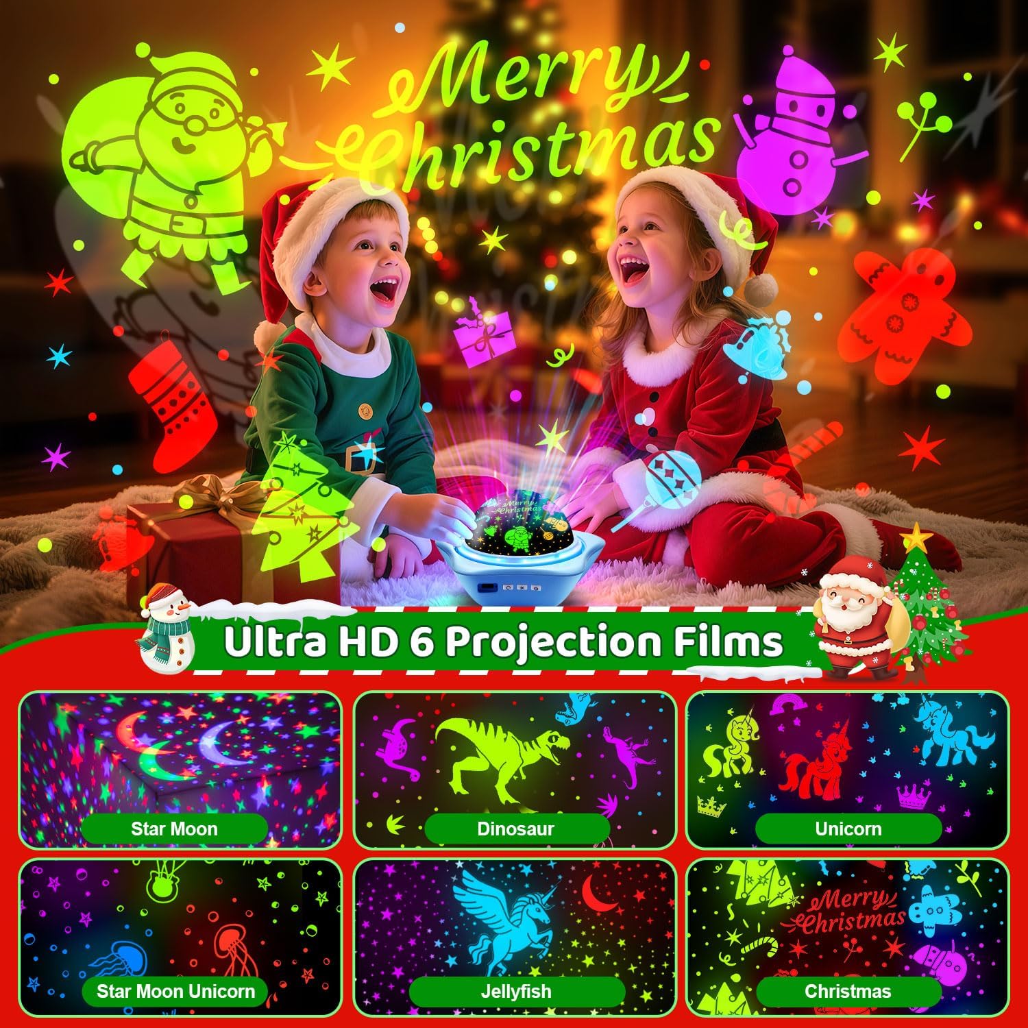 Night Light for KidsToys, 6 Films+78 Lighting Modes Star Projector,Recharable Night Light Projector,360°Rotion Star Lights for Bedroom Decor,Birthday Gifts for Kids Baby Sensory Toys Autism