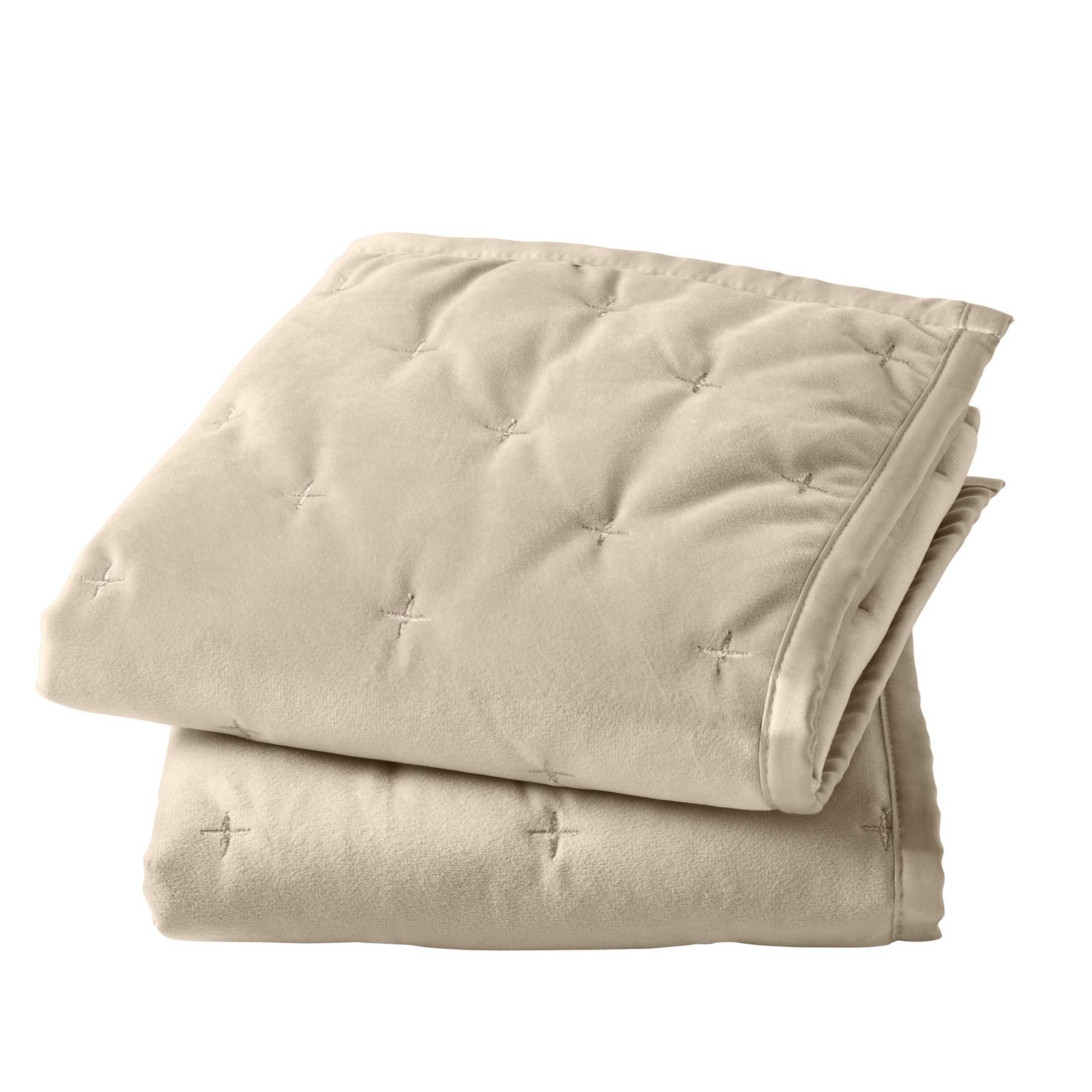 Better Homes & Gardens Tan Soft Velvet Embroidered Pillow Shams, King, 2 Count