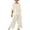 Beige, variant on Womens Capris Jumpsuit Solid Color Short Sleeve Round Neck Top Long Pants Set