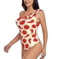 thumbnail image 4 of Balery Tomatoes And Chili One Shoulder Swimsuits for Women Ruffle Swimsuits Tummy Control One Shoulder Bathing Suits-XX-Large, 4 of 8