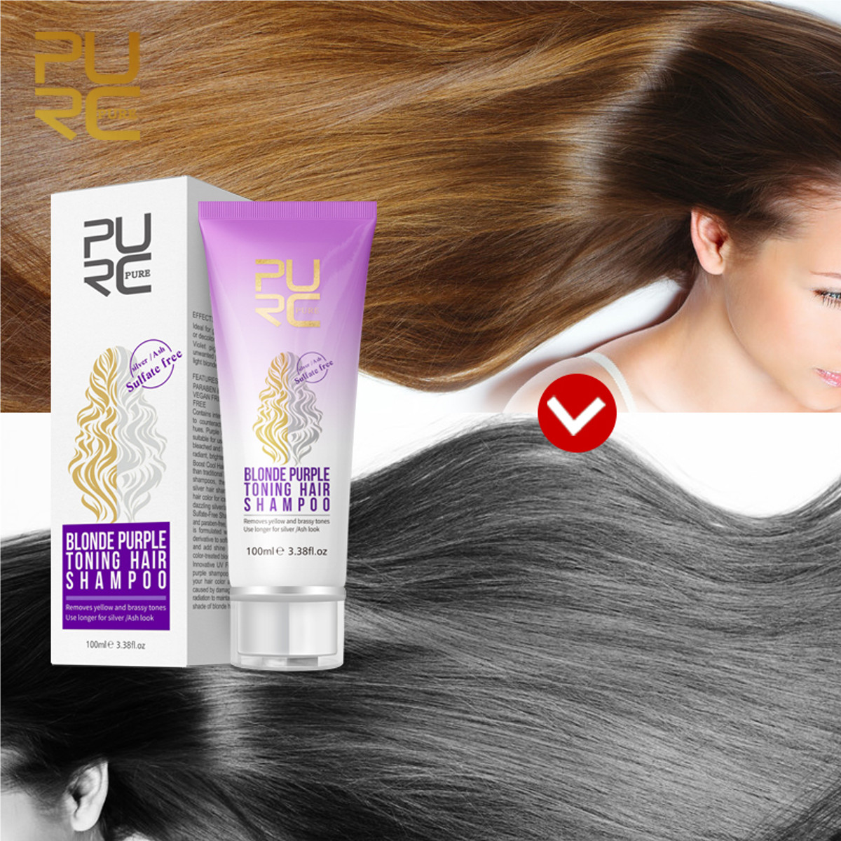 Blonde Purple Hair Shampoo Removes Yellow And Brassy Tones For