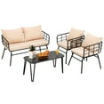 thumbnail image 2 of Costway 4PCS Patio Furniture Set Cushioned Sofa Loveseat Armrest Table Garden, 2 of 8