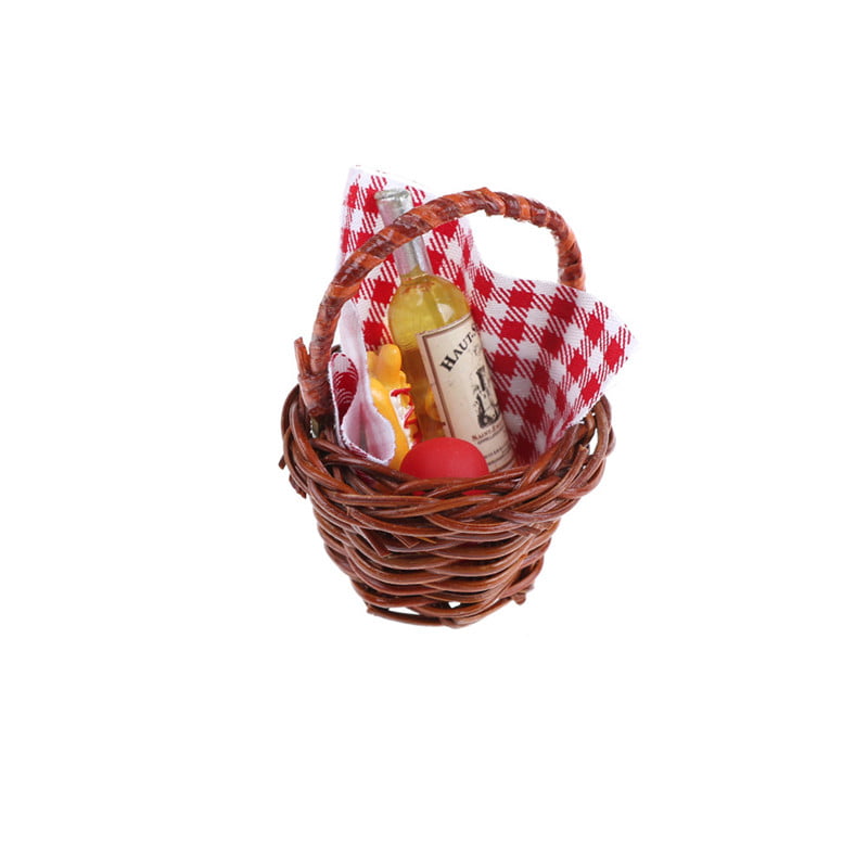 Miniature Dollhouse FAIRY GARDEN Accessories ~ Small Straw Picnic Basket ~ NEW 