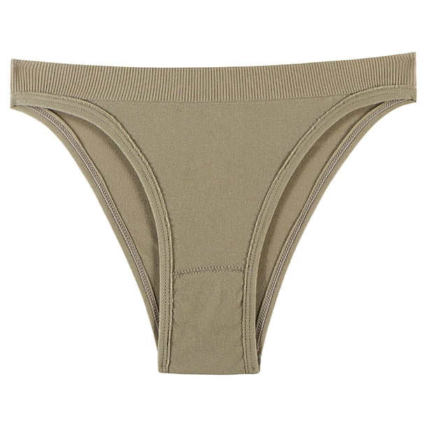 Gibobby Bragas Bikini Elásticas Pantalones en T elásticos sin costuras cintura abdominal para mujer, bragas finas finas cintura Color sólido sin costuras(Caqui, XL)