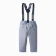 thumbnail image 4 of Xudanell Baby Outfits Boy Cotton formal Suspenders Outfit with Bowtie Toddler Long Sleeve Baby Boy Wedding Clothes Blue 8-9 Years, 4 of 9