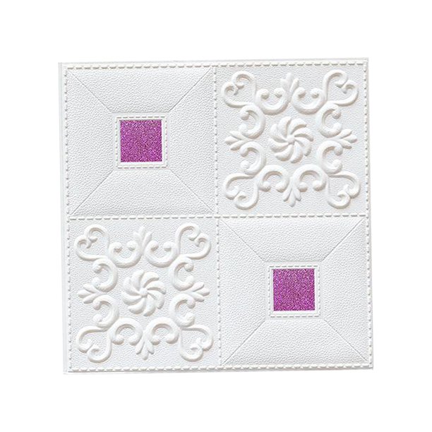 Panel de pared autoadhesivo 3D Sunnimix techo papel tapiz espuma Blanco Violeta 35x35x0.45cm